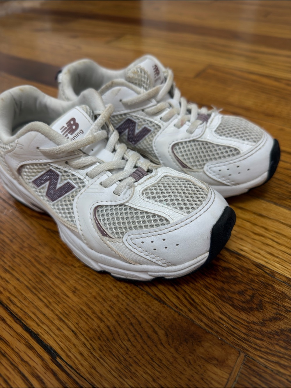 New Balance Kids White Sneakers with Gray Accents